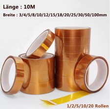 1-20 Rolle 3/4/5/8~100 mm Klebeband Hochtemperatur Hitzebest&auml;ndiges Polyimid 10m