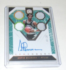 ARTIS GILMORE PANINI CORNERSTONES GAME USED QUAD JERSEY AUTO 02/10 SIGNED CARD