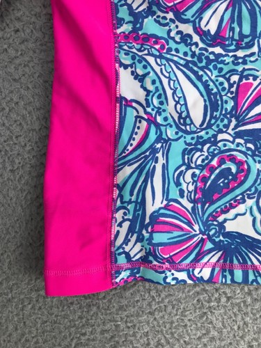 Lilly Pulitzer Target Rash Guard Girls Small 6/6x Blue Pink Floral Short Sleeve - Picture 15 of 16