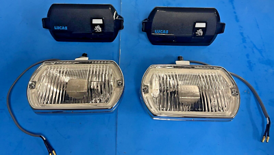 New Pair of Lucas Square 8 FT8 Lamps + Covers Fog Lights for