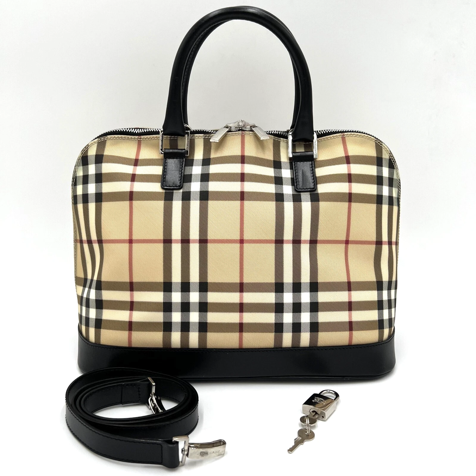 Borsa a mano BURBERRY borsa a tracolla con chiave 2 vie Nova Check PVC pelle USATA