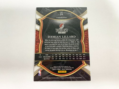 Damian Lillard Concourse Red/White/Orange Shimmer 2020-21 Panini Select Card #24 - Bild 2 von 2