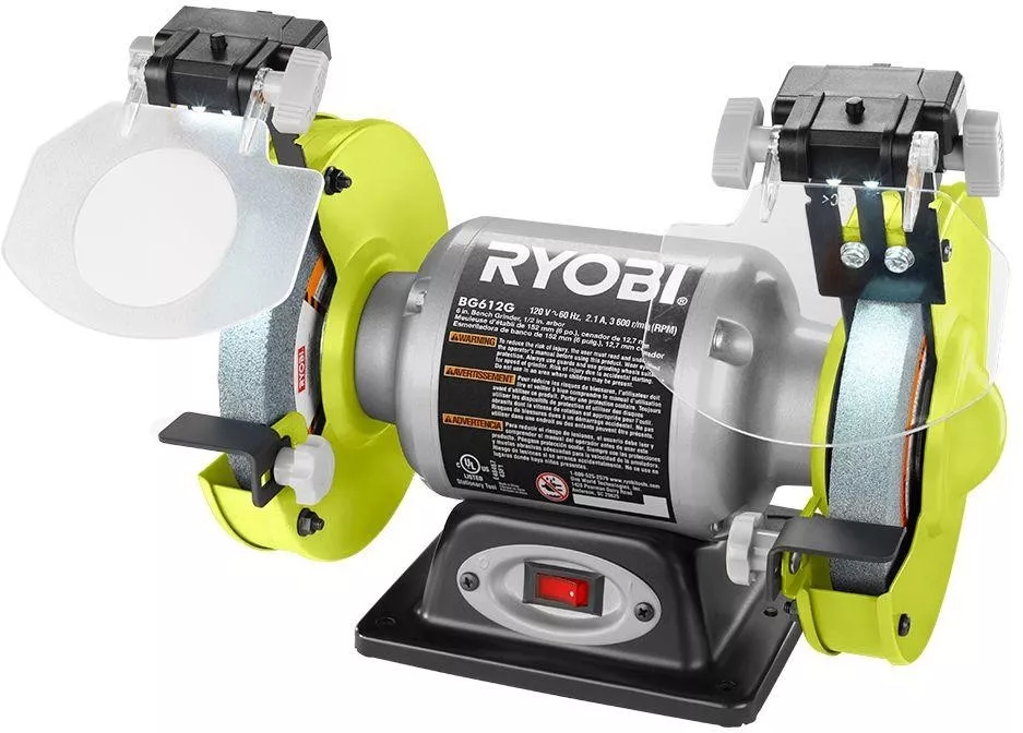 6 In. Bench Grinder with LED Work Light Heavy Duty Workshop Professional