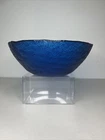 Vintage Blenko Blue Joel Myers Starburst Retro Atomic Glass Bowl 12"
