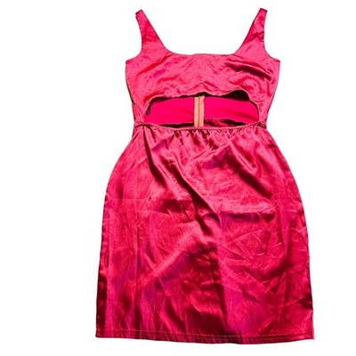 Missguided Front Cut Out Satin Sleeveless Dress Size 4 NWT Pink