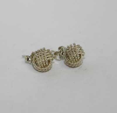 Tiffany & Co. Sterling Silver Somerset Twisted Mesh Knot Stud Earrings [036WEA]
