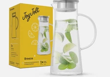 JoyJolt Breeze Glass Pitcher with Lid 50oz Glass Water Pitcher