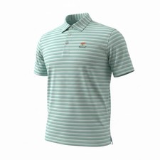 Polo de golf Peter Millar Oak Tree National Performance verde a rayas para hombre talla L