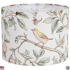 Charming 13” x 10” Fabric Lamp Shade with HD Printed Bird Design for Spider/Uno