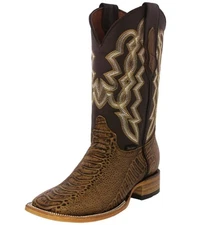 Mens Honey Brown Rodeo Cowboy Boot Ostrich Leg Print Leather Western Wear Square