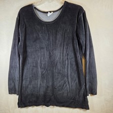Vintage LL Bean Velour Shirt M Black Velvet Long Sleeve Made In USA Goth Witchy