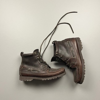 Polo Country Ralph Lauren Boots Women 6.5B Brown Leather Lug Sole Moc Toe VTG