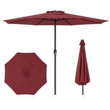 12 FT Patio Umbrella Outdoor Market Umbrella w/ Crank Handle 8 Sturdy Ribs Red