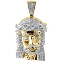 "10K Gelbgold Original Pflastern Diamant Jesus Teile AnhäNger 1.96 \" 1.60 Karat"