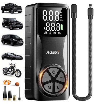 AOSKI Tire Inflator Portable Air Compressor: Versatile Nozzles