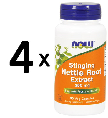 4 x NOW Foods Stinging Nettle Root Extract, 250mg - 90 vcaps (333,06 EUR/kg)