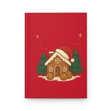 Gingerbread House Hardcover Journal  Holiday Notebook