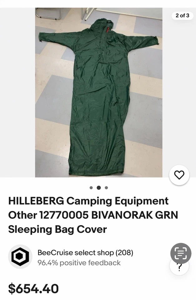 Hilleberg Bivanorak /Grn – Ultralight Survival Bivy/Poncho Shelter w/ Stuff Sack - Image 4 of 4