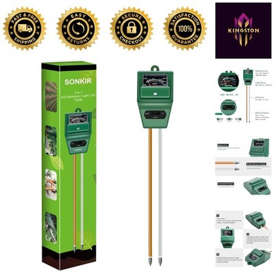 Durable 3-in-1 Soil Tester for Moisture, pH & Light   Indoor/Outdoor Use