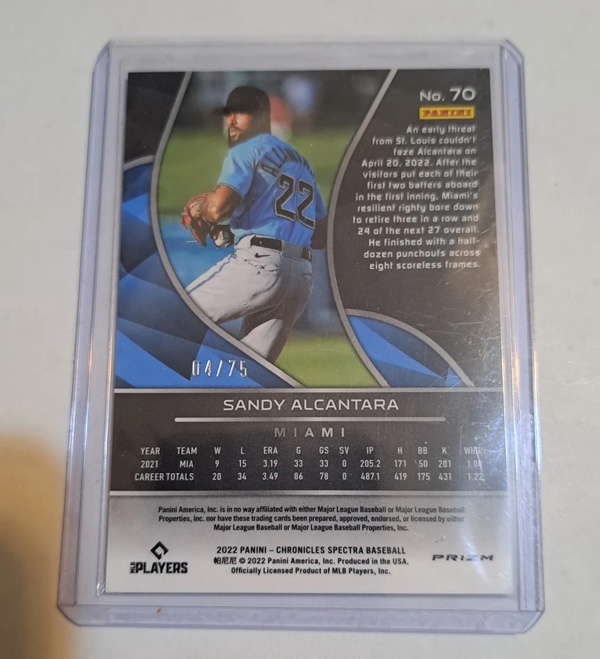 SANDY ALCANTARA    [/]    #04/75     ~   " SPECTRA PRIZM CARD" -     MARLINS! - Image 2 of 2