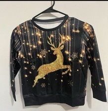 Kids Reindeer Black & Gold Sweatshirt 4T/4 (4-6 Years) New without tags  Unisex