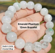 Emerald Phantom Quartz 13mm Round Beads Unisex Stretch Bracelet Reiki Healing