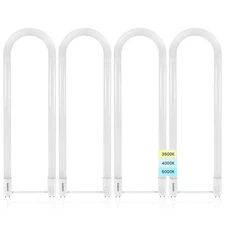 Luxrite U Bend LED Tube Light T8 T12, 17.5W 3 CCT 2100 Lumens G13 Base 4-Pack