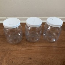 70 oz Clear Plastic Jars with Screw Lid,Empty 3 Pack Food Storage Containers