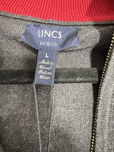 LINCS DC & Co Cotton & Cashmere Pullover Quarter Zip Sweater Gray Mens Lg - Picture 3 of 11