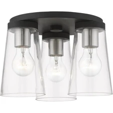 Livex Lighting 46712-04 Cityview Flush Mount Black with Brushed Nickel Accents