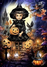 Trick or Treat Halloween Designer Cotton Fabric Quilt Block Multi-size