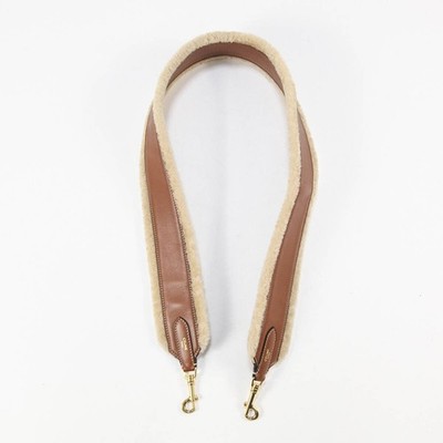 CELINE Shearling Calfskin Long Shoulder Strap Natural Tan 49S033AEQ