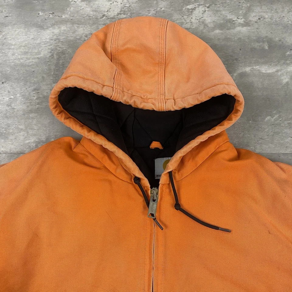 Chaqueta vintage CARHARTT NARANJA J140 BLZ para hombre XL ropa de trabajo de lona hecha en EE. UU. Foto 2 de 4