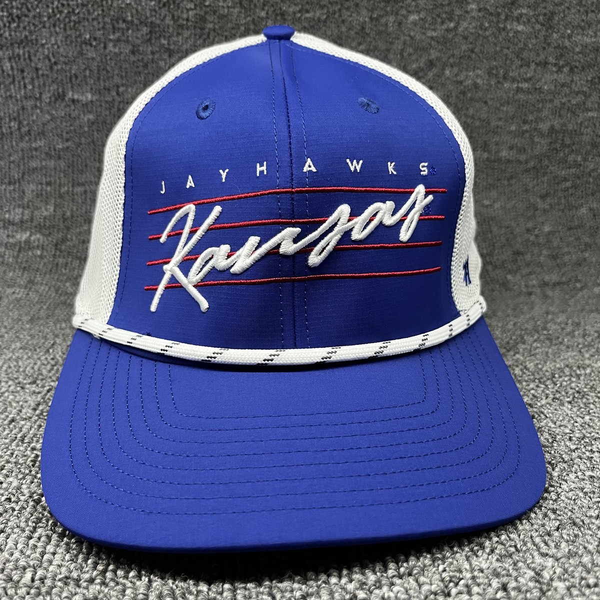 Kansas Jayhawks '47 Brand Byline Hitch Rope Snapback Hat Royal Blue Mesh Cap