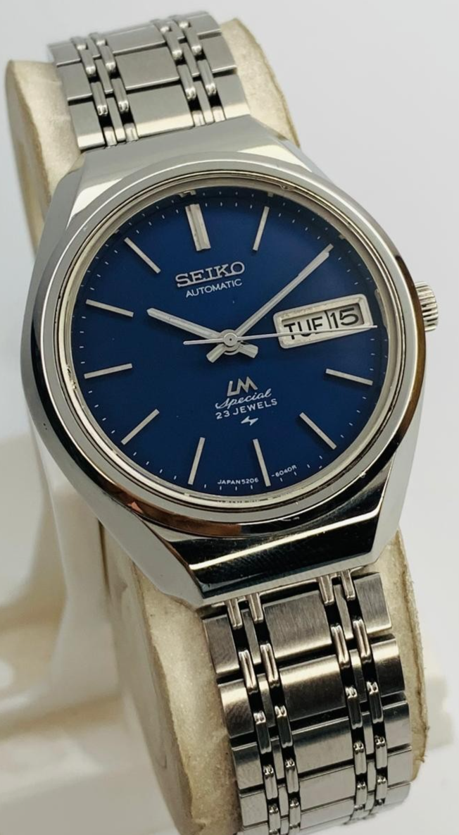 Vintage Seiko LM Special Rare Blue Dial 5206-6120 Men's Automatic