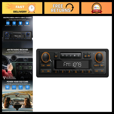 Retro Bluetooth Car Radio - Single Din Stereo for Classic Cars, AM/FM, USB, AUX,