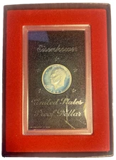1973-S Eisenhower Proof Brown Box 40% Silver Ike Dollar (OGP) in Brown Box