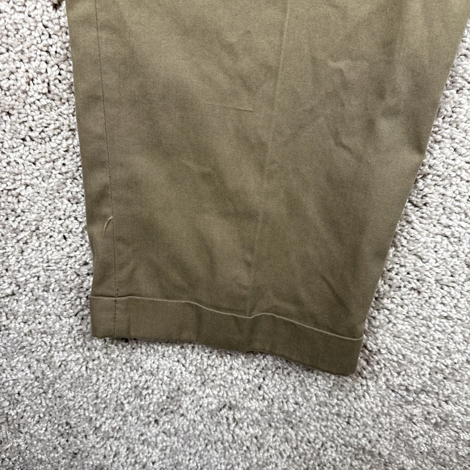 Pantalones de vestir de cuerno de caza marrón para hombre plisados puños bolsillos talla 34M/34M Foto 4 de 4