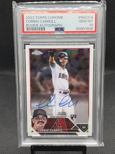CORBIN CARROLL 2023 TOPPS CHROME RC ROOKIE AUTO #RA-CCA D-BACKS - PSA 10 AUTO 10