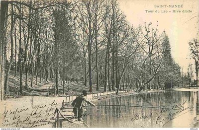 Old postcard - 94 - Saint Mande - Tour du Lac - Right bank - Animated -