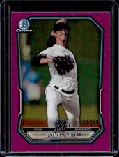 2026 Bowman Thomas White Chrome Prospects Fuchsia Refractor #/199 Marlins