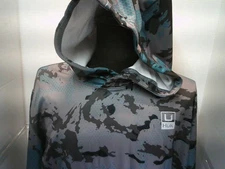NWT Huk Coldfront+ Performance Logo Hoodie Men’s XXL Blue/Grey Camo Pattern