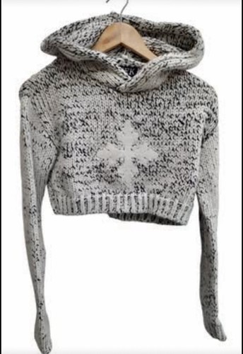 🖤 SMFK Wool Blend Hooded Jumper – Snowflake Knit – Size S – Excellent Condition