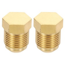 1/2" Brass Flared Plug, 2 Pack 45 Degree SAE Seal Tube Fitting, Brass Tone