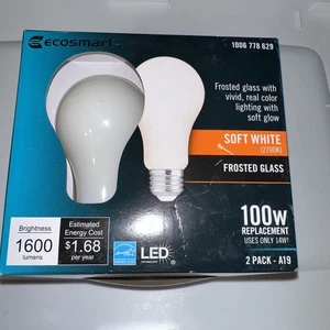 100-Watt Equivalent A19 Dimmable CEC Frosted Glass Filament LED Light Bulbs Soft