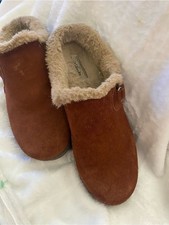 Clarks Rust Roseville Suede Faux Fur Lined Winter Clog Mules