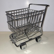 Miniature Metal Shopping Cart With Moving Parts Rolling Wheels 7 L x 5 W x 8 H