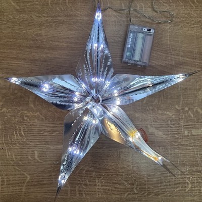 LED Weihnachtsstern silber 10 LED 35cm Batteriebetrieb 003-59
