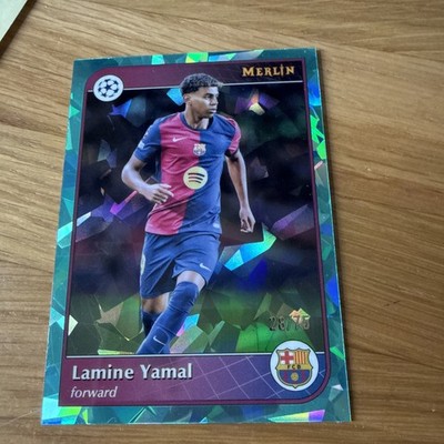 2024-25 Topps Merlin Lamine Yamal #19 Aqua Atomic Ice Refractor 28/75 