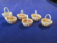 Lot Of 6 Small Vintage Wicker Baskets w/Handles Miniature 2 1/2" to 3" Zz1
